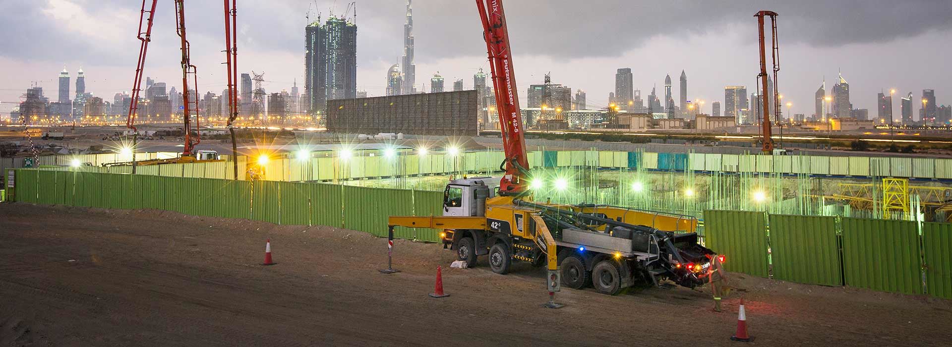 Truck-mounted concrete pumps